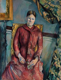 Madame C&eacute;zanne (Hortense Fiquet, 1850&ndash;1922) in a Red Dress (ca. 1888&ndash;1890) by <a href="https://www.rawpixel.com/search/Paul%20Cezanne?sort=curated&amp;type=all&amp;page=1">Paul C&eacute;zanne</a>. Original from The MET Museum. Digitally enhanced by rawpixel.
