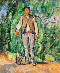 Gardener (Le Jardinier) (ca. 1885) by <a href="https://www.rawpixel.com/search/Paul%20Cezanne?sort=curated&amp;type=all&amp;page=1">Paul C&eacute;zanne</a>. Original from Original from Barnes Foundation. Digitally enhanced by rawpixel.