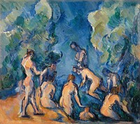 Bathers (Baigneurs) (ca. 1902&ndash;1904) by <a href="https://www.rawpixel.com/search/Paul%20Cezanne?sort=curated&amp;type=all&amp;page=1">Paul C&eacute;zanne</a>. Original from Original from Barnes Foundation. Digitally enhanced by rawpixel.