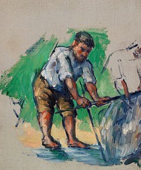 The Well Driller (Le Foreur) (ca. 1873&ndash;1874) by <a href="https://www.rawpixel.com/search/Paul%20Cezanne?sort=curated&amp;type=all&amp;page=1">Paul C&eacute;zanne</a>. Original from Original from Barnes Foundation. Digitally enhanced by rawpixel.
