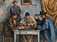 The Card Players (Les Joueurs de cartes) (ca. 1890&ndash;1892) by <a href="https://www.rawpixel.com/search/Paul%20Cezanne?sort=curated&amp;type=all&amp;page=1">Paul C&eacute;zanne</a>. Original from Original from Barnes Foundation. Digitally enhanced by rawpixel.