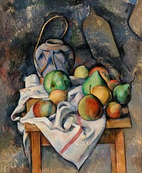 Ginger Jar (Pot de gingembre) (ca. 1895) by <a href="https://www.rawpixel.com/search/Paul%20Cezanne?sort=curated&amp;type=all&amp;page=1">Paul C&eacute;zanne</a>. Original from Original from Barnes Foundation. Digitally enhanced by rawpixel.