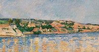 Village at the Water&#39;s Edge (Village au bord de l&#39;eau) (ca. 1876) by <a href="https://www.rawpixel.com/search/Paul%20Cezanne?sort=curated&amp;type=all&amp;page=1">Paul C&eacute;zanne</a>. Original from Original from Barnes Foundation. Digitally enhanced by rawpixel.