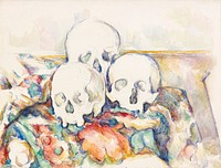 The Three Skulls (ca. 1902&ndash;1906) by <a href="https://www.rawpixel.com/search/Paul%20Cezanne?sort=curated&amp;type=all&amp;page=1">Paul C&eacute;zanne</a>. Original from The Art Institute of Chicago. Digitally enhanced by rawpixel.
