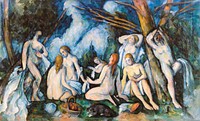 The Large Bathers (Les Grandes baigneuses) (ca. 1895&ndash;1906) by <a href="https://www.rawpixel.com/search/Paul%20Cezanne?sort=curated&amp;type=all&amp;page=1">Paul C&eacute;zanne</a>. Original from Barnes Foundation. Digitally enhanced by rawpixel.