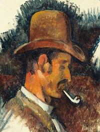 Man with Pipe (ca. 1892&ndash;1896) by <a href="https://www.rawpixel.com/search/Paul%20Cezanne?sort=curated&amp;type=all&amp;page=1">Paul C&eacute;zanne</a>. Original from The National Gallery of Art. Digitally enhanced by rawpixel.