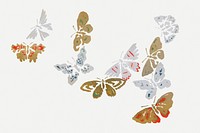 Aesthetic butterfly collage element, Japanese vintage illustration psd