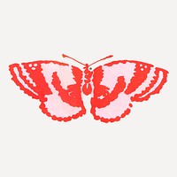 Red butterfly collage element, Japanese vintage illustration vector