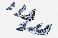 Butterfly collage element, Japanese woodblock print clip art psd