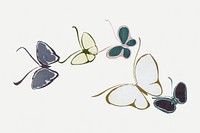 Butterfly clipart, Japanese woodcut, vintage illustration psd