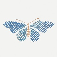 Blue butterfly, Japanese woodblock, vintage illustration psd