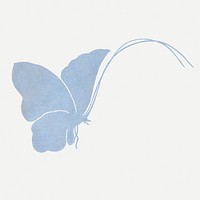 Blue butterfly, Japanese watercolor, vintage illustration psd