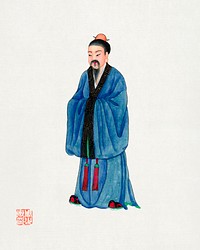 Chinese priest costume. Digitally enhanced from our own edition of Chinese Costumes (1932). 