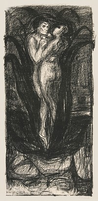 The Flower of Love (Die Blume der Liebe) 1896 by <a href="https://www.rawpixel.com/search/Edvard%20Munch?sort=curated&amp;type=all&amp;page=1">Edvard Munch</a>. Original from Yale University Art Gallery. Digitally enhanced by rawpixel.