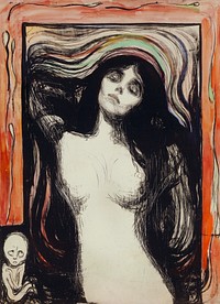 Madonna (ca. 1895&ndash;1896) by <a href="https://www.rawpixel.com/search/Edvard%20Munch?sort=curated&amp;type=all&amp;page=1">Edvard Munch</a>. Original from The Art Institute of Chicago. Digitally enhanced by rawpixel.