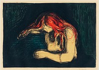 The Vampire II (ca. 1895&ndash;1902) by <a href="https://www.rawpixel.com/search/Edvard%20Munch?sort=curated&amp;type=all&amp;page=1">Edvard Munch</a>. Original from The Art Institute of Chicago. Digitally enhanced by rawpixel.