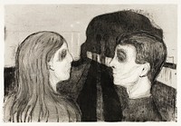 Attraction II (1895) by <a href="https://www.rawpixel.com/search/Edvard%20Munch?sort=curated&amp;type=all&amp;page=1">Edvard Munch</a>. Original from The Art Institute of Chicago. Digitally enhanced by rawpixel.