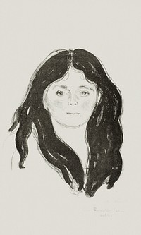Young Woman from the Latin Quarter (1897) by <a href="https://www.rawpixel.com/search/Edvard%20Munch?sort=curated&amp;type=all&amp;page=1">Edvard Munch</a>. Original from The Art Institute of Chicago. Digitally enhanced by rawpixel.