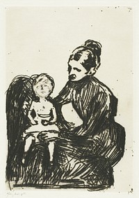 Nurse with a Boy / The Mother and the Crying Child (1902) by Edvard Munch. Original from The Art Institute of Chicago. Digitally enhanced by rawpixel.