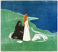 Two Women on the Shore (1898) by <a href="https://www.rawpixel.com/search/Edvard%20Munch?sort=curated&amp;type=all&amp;page=1">Edvard Munch</a>. Original from the Rijksmuseum. Digitally enhanced by rawpixel.