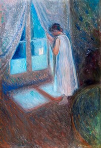 The Girl by the Window (1893) by <a href="https://www.rawpixel.com/search/Edvard%20Munch?sort=curated&amp;type=all&amp;page=1">Edvard Munch</a>. Original from The Art Institute of Chicago. Digitally enhanced by rawpixel.
