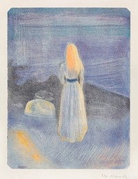 Young Woman on the Beach (1896) by Edvard Munch. Original from The Art Institute of Chicago. Digitally enhanced by rawpixel.