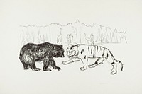 The Tiger and the Bear (ca. 1908&ndash;1909) by Edvard Munch. Original from The Art Institute of Chicago. Digitally enhanced by rawpixel.
