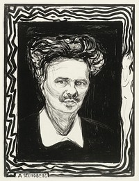 August Strindberg (1896) by <a href="https://www.rawpixel.com/search/Edvard%20Munch?sort=curated&amp;type=all&amp;page=1">Edvard Munch</a>. Original from The Art Institute of Chicago. Digitally enhanced by rawpixel.