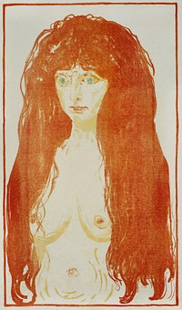The Sin, Woman with Red Hair and Green Eyes (1902) by <a href="https://www.rawpixel.com/search/Edvard%20Munch?sort=curated&amp;type=all&amp;page=1">Edvard Munch</a>. Original from the Rijksmuseum. Digitally enhanced by rawpixel.