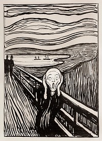 The Scream (1895) by <a href="https://www.rawpixel.com/search/Edvard%20Munch?sort=curated&amp;type=all&amp;page=1">Edvard Munch</a>. Original from The Art Institute of Chicago. Digitally enhanced by rawpixel.