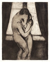The Kiss (1895) by <a href="https://www.rawpixel.com/search/Edvard%20Munch?sort=curated&amp;type=all&amp;page=1">Edvard Munch</a>. Original from The MET Museum. Digitally enhanced by rawpixel.