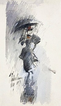 Woman with Umbrella (1893) by Frederick Childe Hassam. Original from The Art Institute of Chicago. Digitally enhaced by rawpixel.