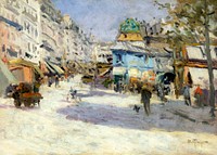 Rue Lepic, the corner of Rue Puget and Place Blanche (1890) by Louis Abel-Truchet. The City of Paris Museums. Digitally enhanced by rawpixel.