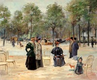 To the Champs Elysees (1895) by Louis Abel-Truchet. The City of Paris&#39; Museums. Digitally enhanced by rawpixel.