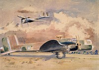 Whitley Bombers Sunning (1940) painting in high resolution by <a href="https://www.rawpixel.com/search/Paul%20Nash?sort=curated&amp;page=1&amp;tags=$cc0&amp;topic_group=$cc0">Paul Nash</a>. Original from The Birmingham Museum. Digitally enhanced by rawpixel.