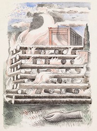 Design for Urne Buriall&ndash;Funeral Pyre (1932) painting in high resolution by <a href="https://www.rawpixel.com/search/Paul%20Nash?sort=curated&amp;page=1&amp;tags=$cc0&amp;topic_group=$cc0">Paul Nash</a>. Original from The Birmingham Museum. Digitally enhanced by rawpixel.