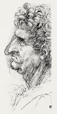 Head of a Man in Profile Facing to the Left (ca. 1490&ndash;1494) drawing in high resolution by <a href="https://www.rawpixel.com/search/Leonardo%20da%20Vinci?sort=curated&amp;page=1">Leonardo da Vinci</a>. Original from The MET Museum. Digitally enhanced by rawpixel.
