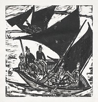 Ernst Ludwig Kirchner's Sailboats at Fehmarn (1914) famous print. Original from the Saint Louis Art Museum. Digitally enhanced by rawpixel.