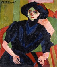 Ernst Ludwig Kirchner's Portrait of a Woman (1911) famous painting. Original from the Saint Louis Art Museum. Digitally enhanced by rawpixel.
