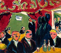 Ernst Ludwig Kirchner's Tavern (1909) famous painting. Original from the Saint Louis Art Museum. Digitally enhanced by rawpixel.