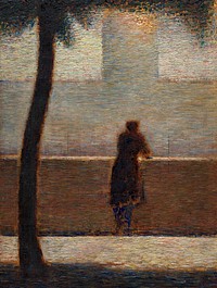 Georges Seurat's Man Leaning on a Parapet (1881) famous painting. Original from the MET Museum. Digitally enhanced by rawpixel.