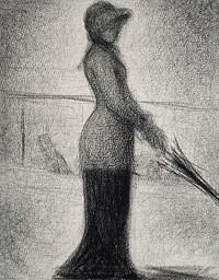 Georges Seurat's Woman with parasol (1884&ndash;1886) famous drawing. Original from the Kunstmuseum Basel Museum. Digitally enhanced by rawpixel.