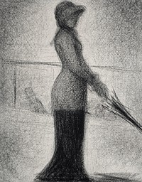 Georges Seurat's Woman with parasol (1884–1886) famous drawing. Original from the Kunstmuseum Basel Museum. Digitally enhanced by rawpixel.