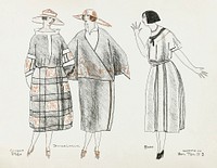 Dinner gowns (1920) by Mario Simon, published in Gazette du Bon Ton. Original from The Rijksmuseum. Digitally enhaced by rawpixel.
