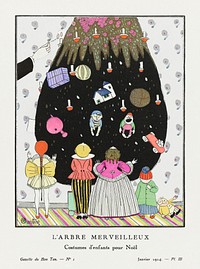 L&#39;Arbre Merveilleux&ndash;Children&#39;s costumes for Christmas (1914) fashion plate in high resolution by <a href="https://www.rawpixel.com/search/Charles%20Martin?sort=curated&amp;page=1&amp;topic_group=_my_topics">Charles Martin</a>, published in Gazette du Bon Ton. Original from The Rijksmuseum. Digitally enhanced by rawpixel.