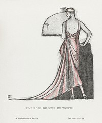 Une robe du soir de Worth (1920) print in high resolution by Bernard Boutet de Monvel, published in Gazette de Bon Ton. Original from The Rijksmuseum. Digitally enhanced by rawpixel.