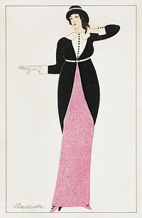 Woman in a long tubular dress (1912) print in high resolution by Otto Friedrich Carl Lendecke. Original from The MET Museum. Digitally enhanced by rawpixel.