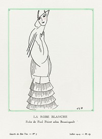 La robe blanche (1914) by Jean&ndash;Louis Boussingault, published in Gazette de Bon Ton. Original from The Rijksmuseum. Digitally enhanced by rawpixel.