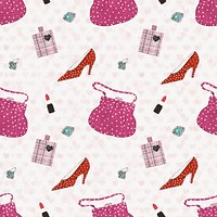 Pattern background psd featuring vintage beauty items, remixed from public domain artworks