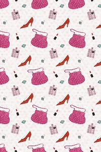 Pattern background psd featuring vintage beauty items, remixed from public domain artworks